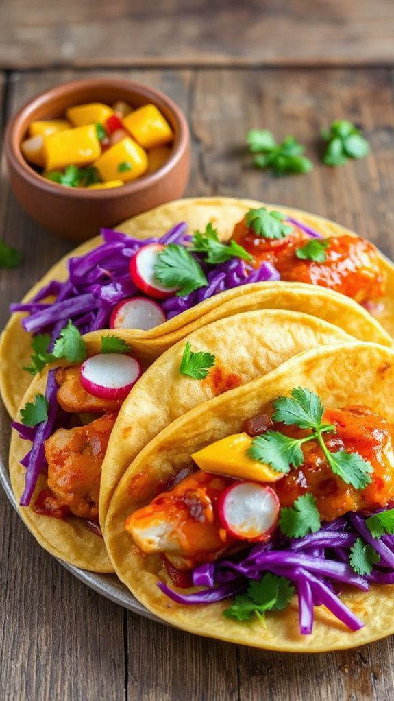 spicy tropical chicken tacos