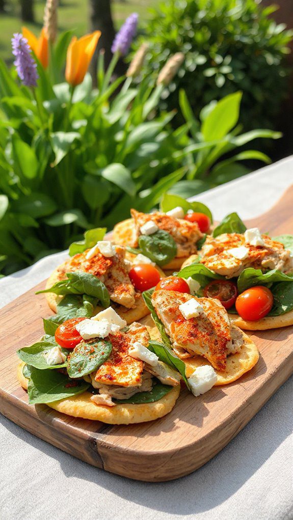 spinach and chicken flatbreads spinach and chicken flatbreads