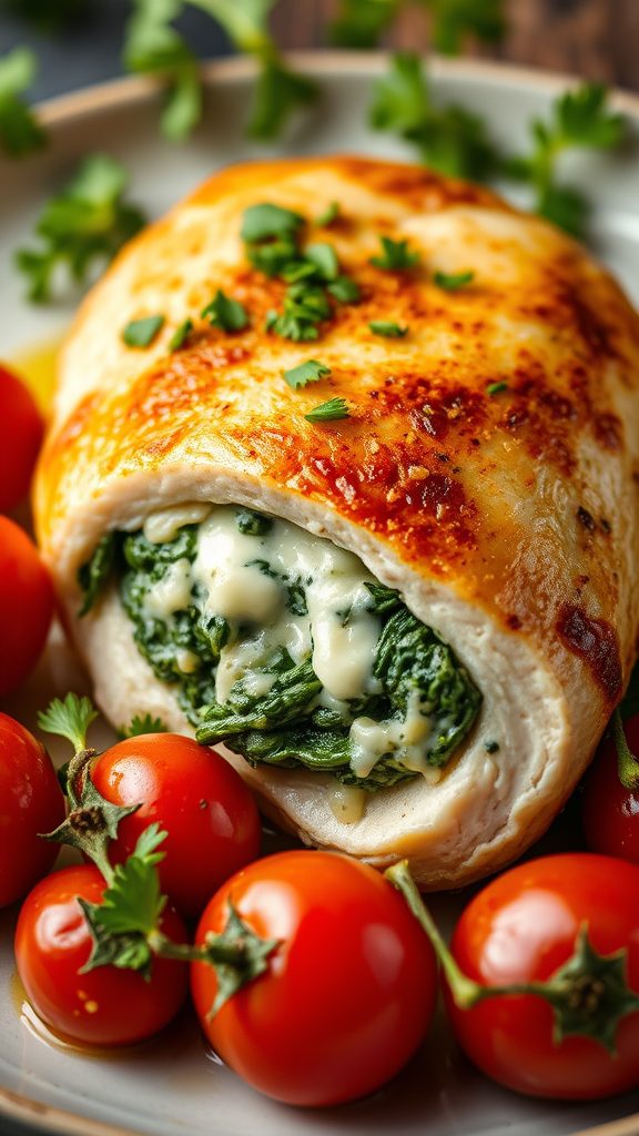 spinach cheese filled chicken dish spinach cheese filled chicken dish