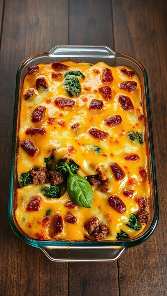 spinach cheese hamburger casserole spinach cheese hamburger casserole