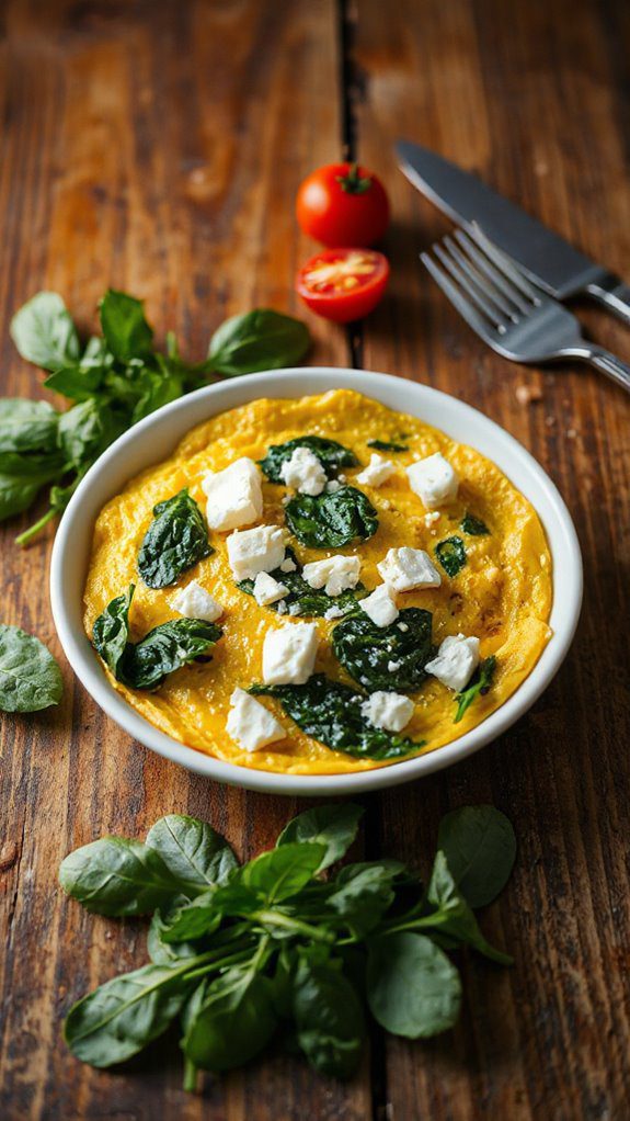 spinach feta microwave omelette spinach feta microwave omelette