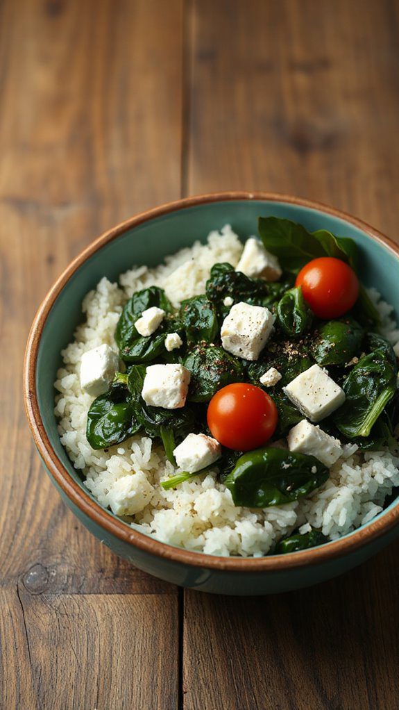spinach feta rice bowl spinach feta rice bowl