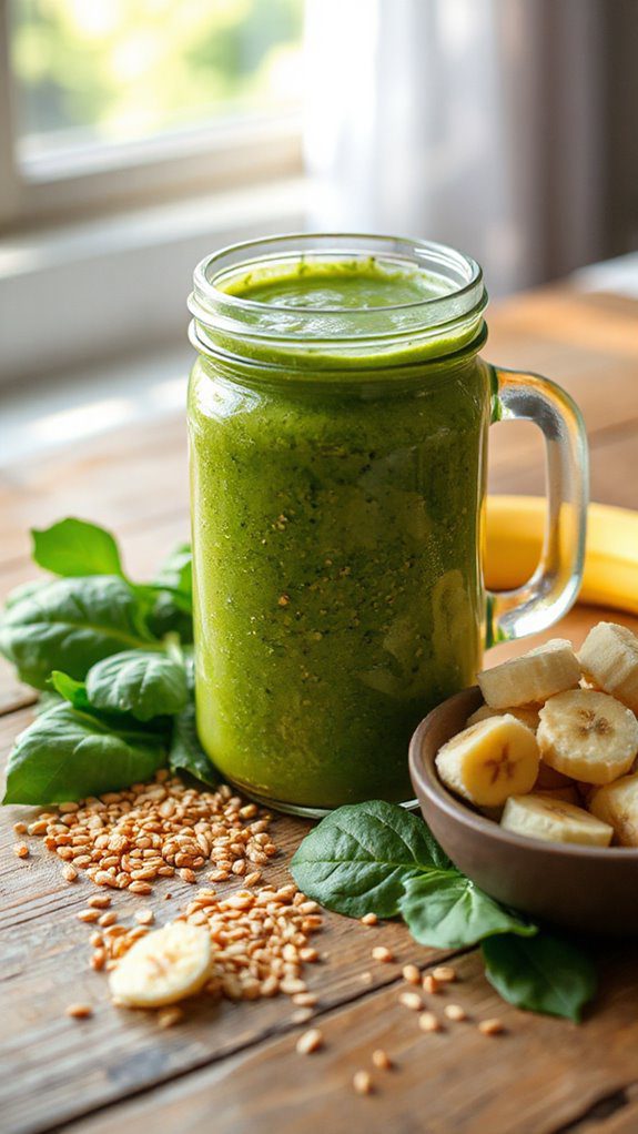 spinach flaxseed high fiber smoothie
