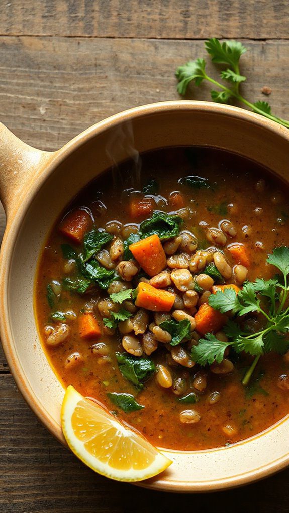 spinach infused lentil soup