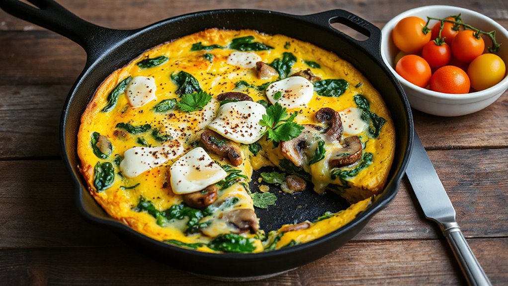 spinach mushroom cheese frittata