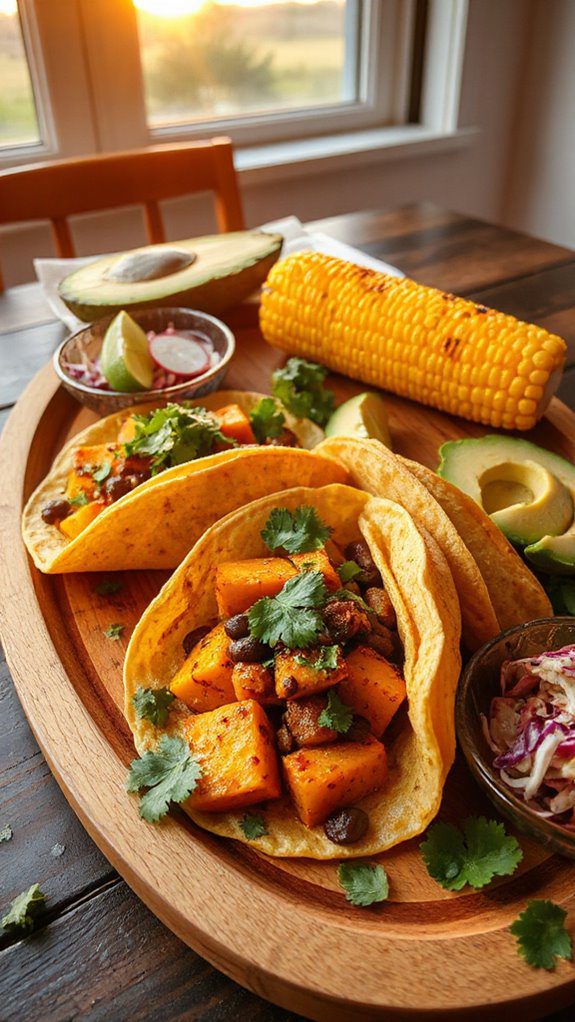 squash and bean tacos