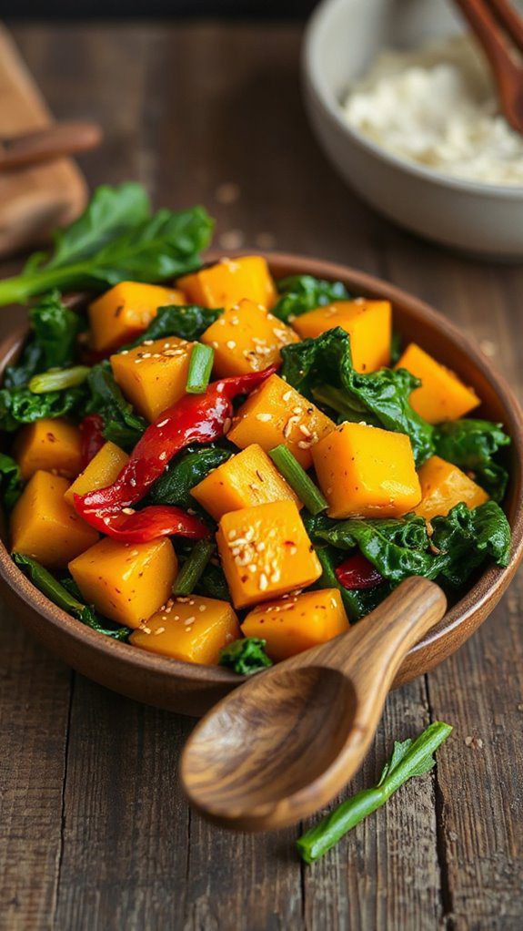 squash and kale stir fry