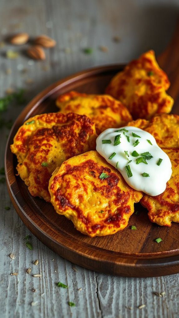 squash fritters with sauce
