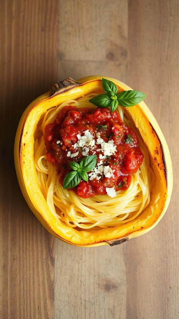 squash topped with marinara