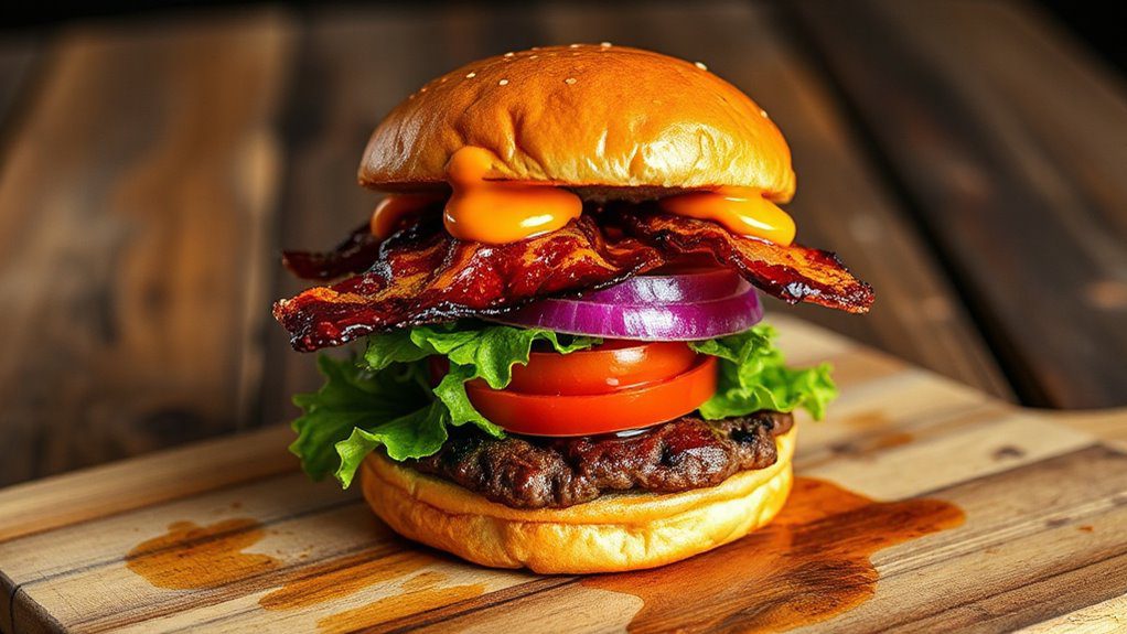 sriracha infused bacon burger sriracha infused bacon burger
