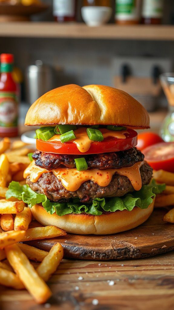 sriracha infused flavorful burger sriracha infused flavorful burger