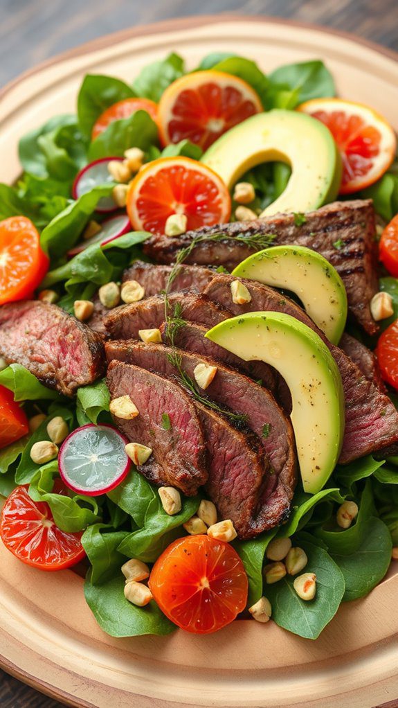 steak salad with avocado