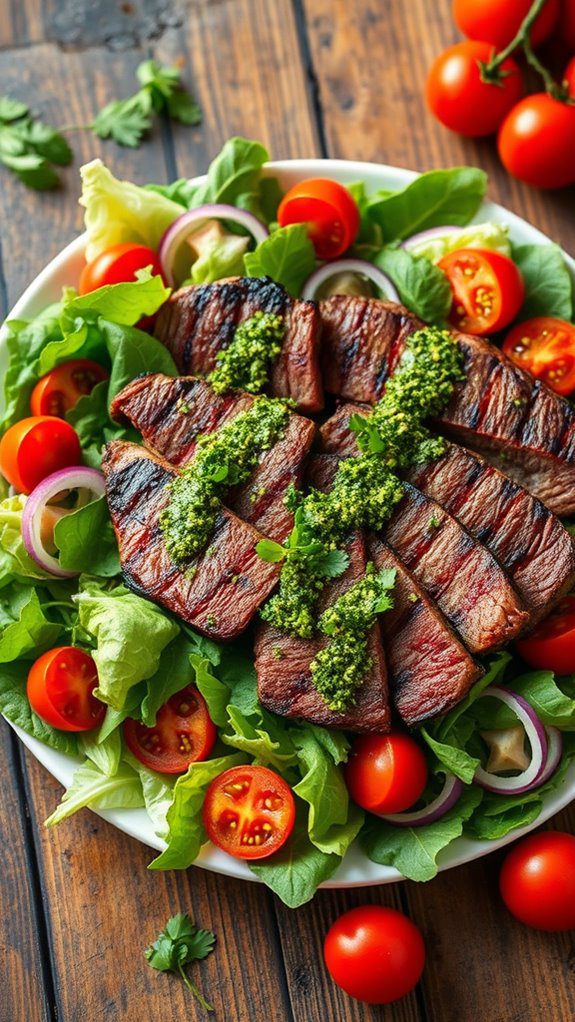 steak salad with chimichurri