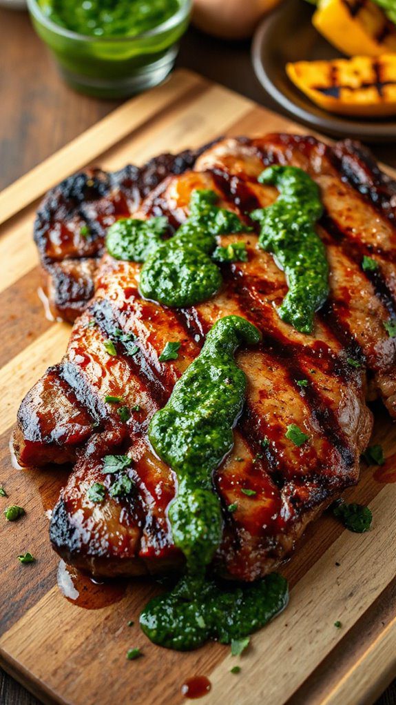 steak with chimichurri sauce
