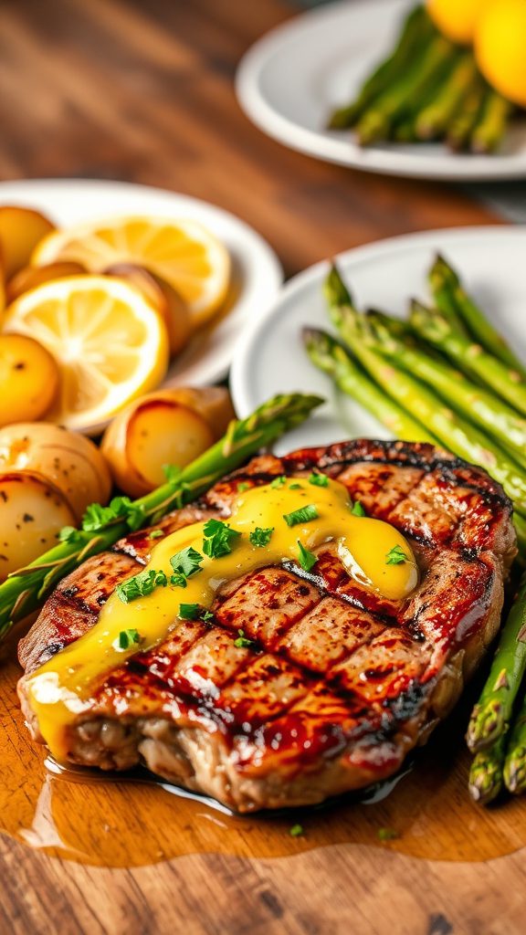 steak with lemon garlic butter