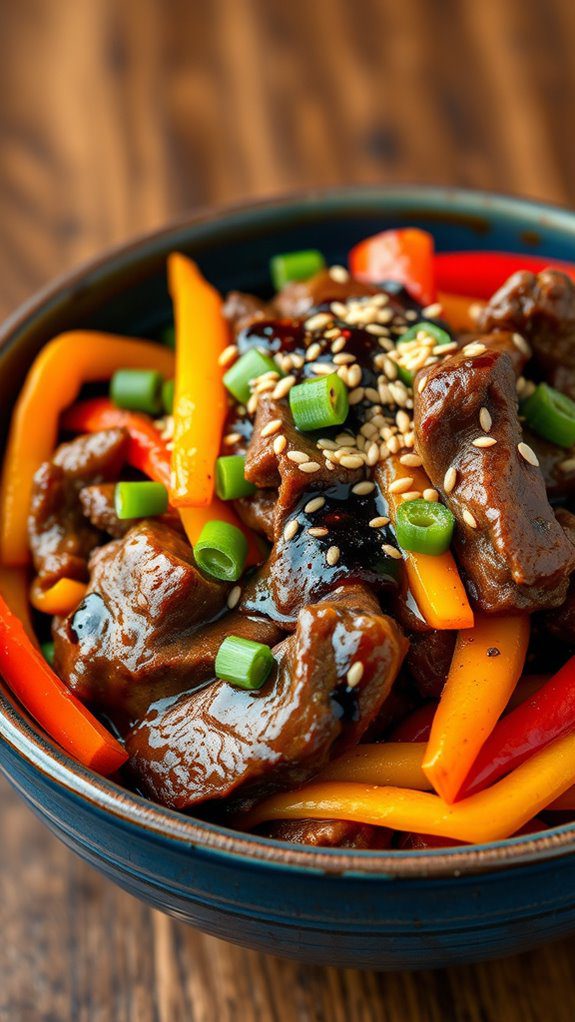 stir fried mongolian beef dish