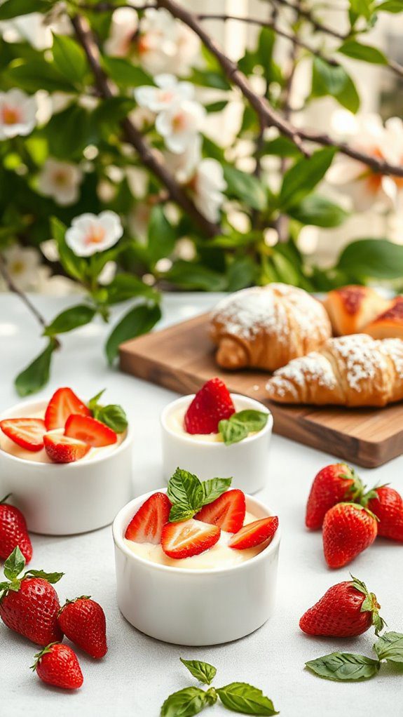 strawberry basil flavored custard