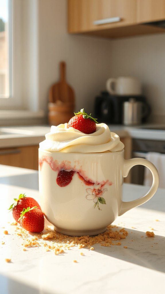 strawberry cheesecake in mug
