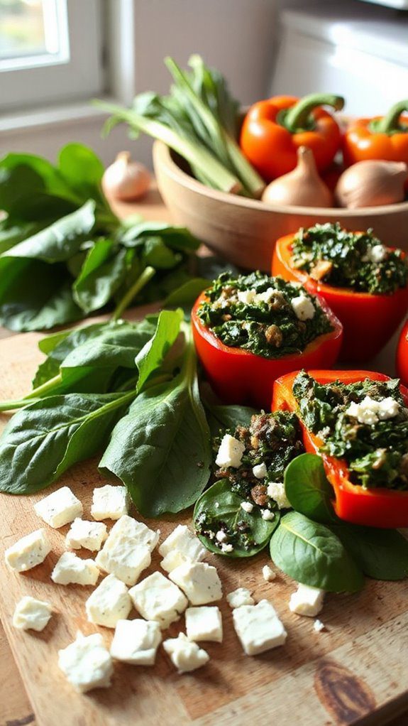stuffed peppers with spinach