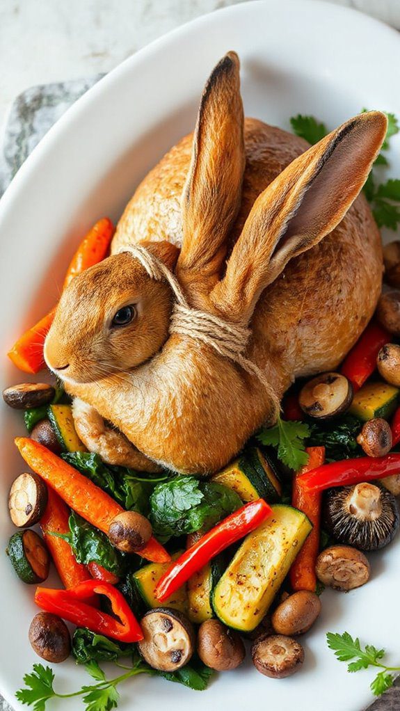 stuffed rabbit with vegetables