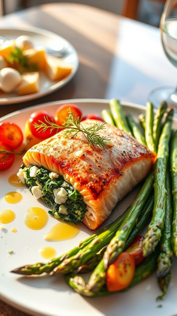 stuffed salmon with spinach