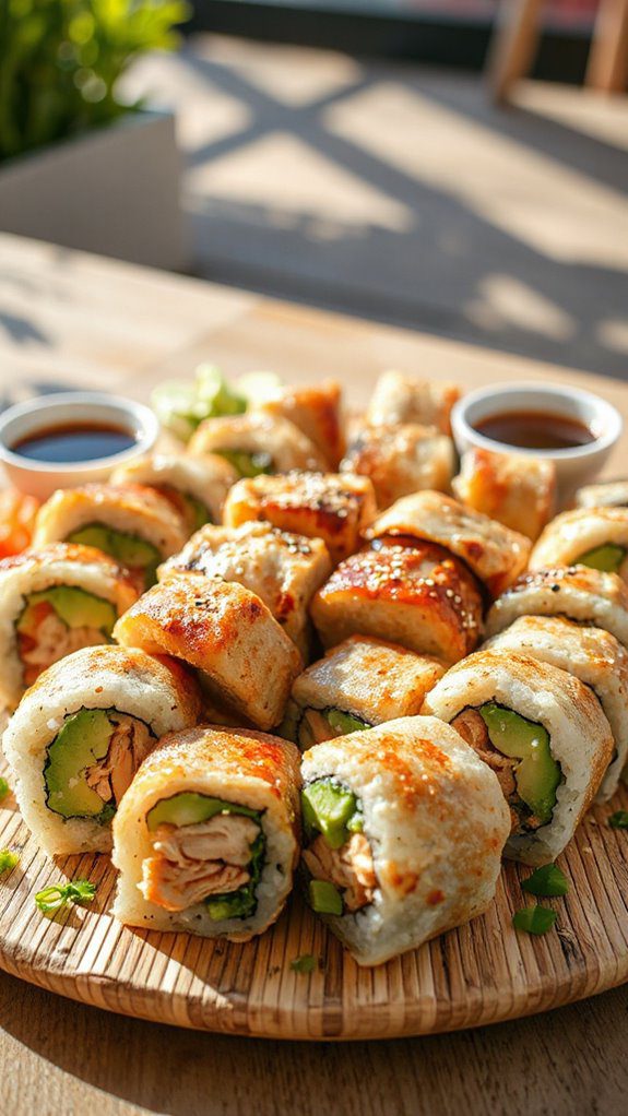 sushi rolls with chicken sushi rolls with chicken