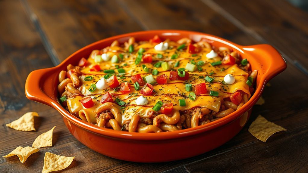 taco flavored hamburger noodle dish taco flavored hamburger noodle dish