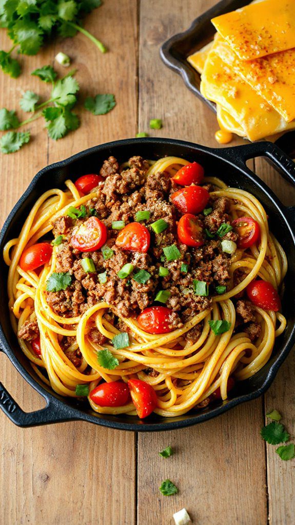 taco flavored spaghetti dish