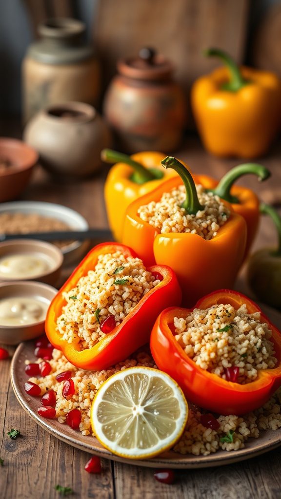 tahini filled bell peppers couscous tahini filled bell peppers couscous
