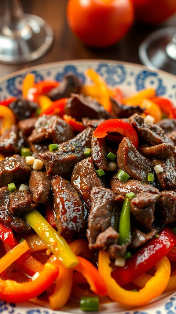teriyaki beef with peppers teriyaki beef with peppers