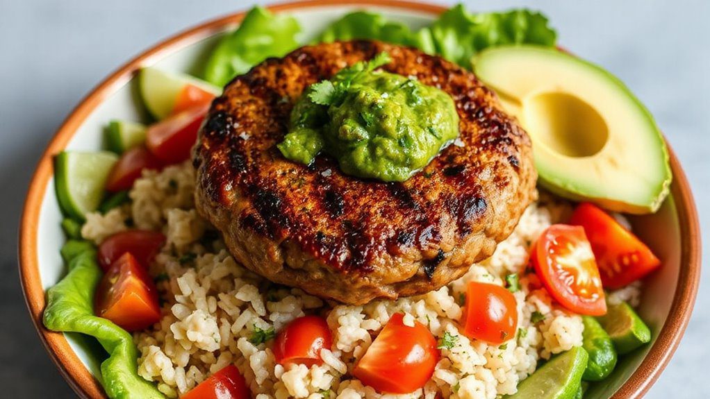 tex mex inspired burger bowl