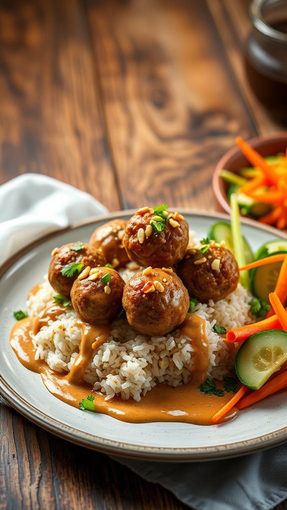thai meatballs with peanut sauce