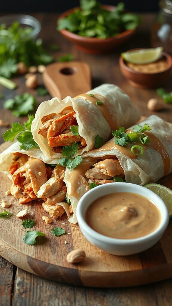 thai peanut chicken wraps