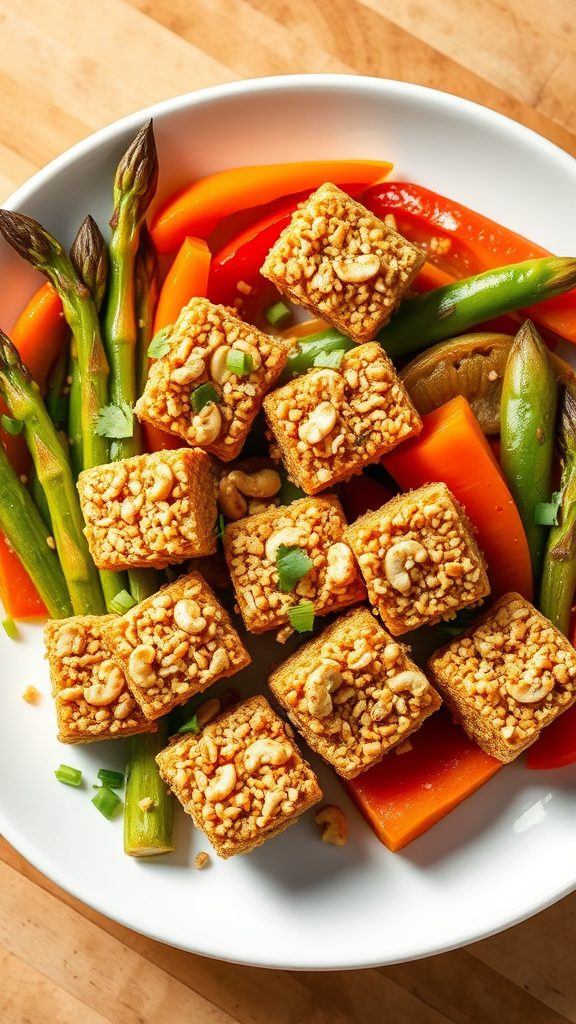 tofu coated with cashews