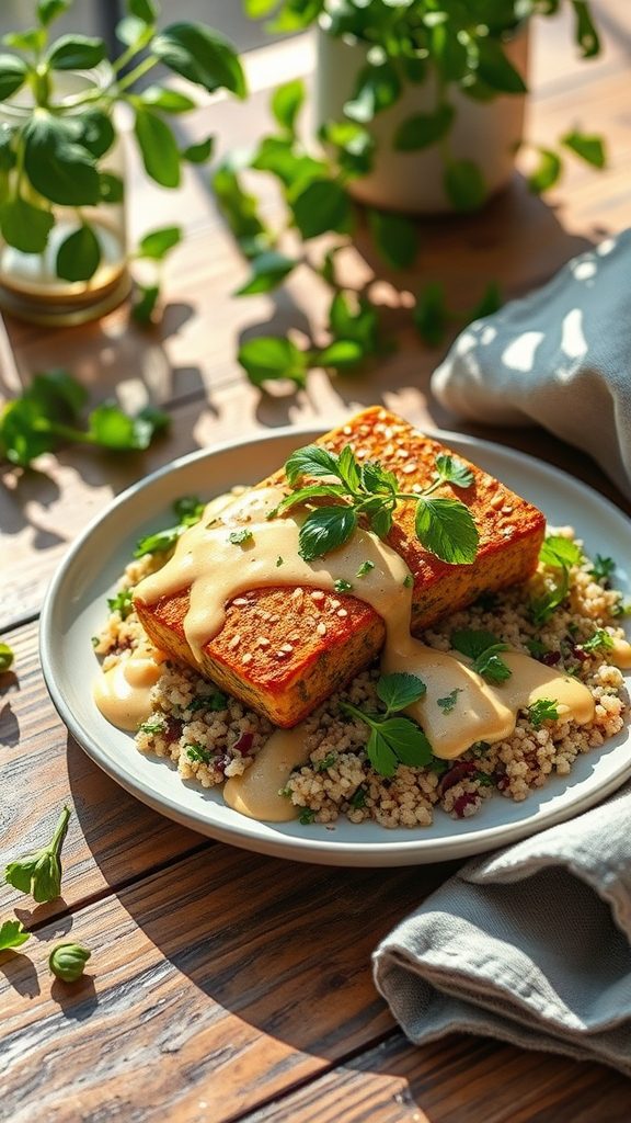 tofu coated with tahini tofu coated with tahini