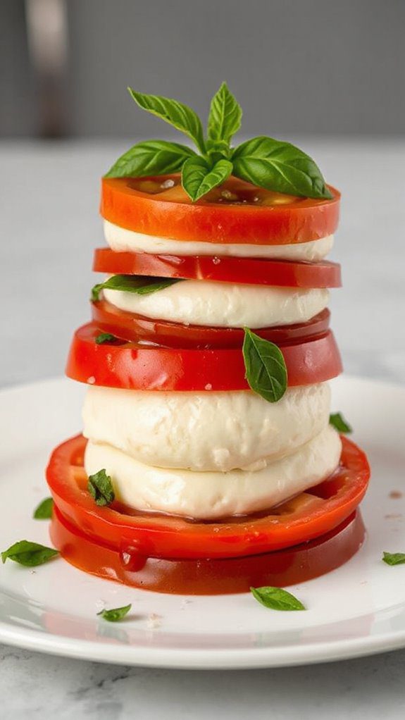 tomato mozzarella basil stack