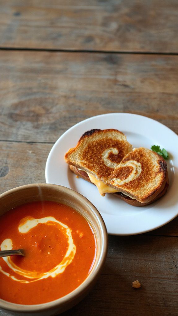 tomato soup with grilled cheese tomato soup with grilled cheese