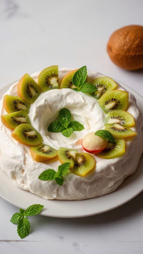 tropical fruit pavlova dessert