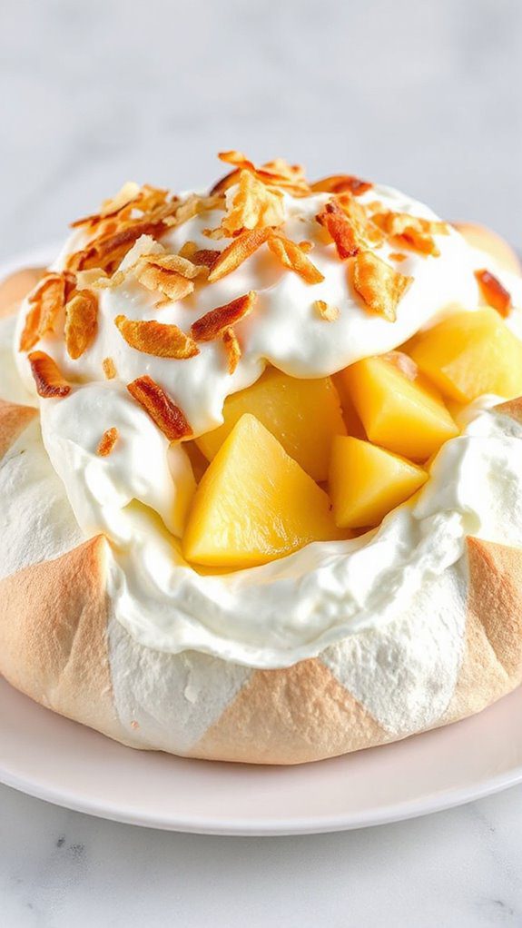 tropical meringue fruit dessert