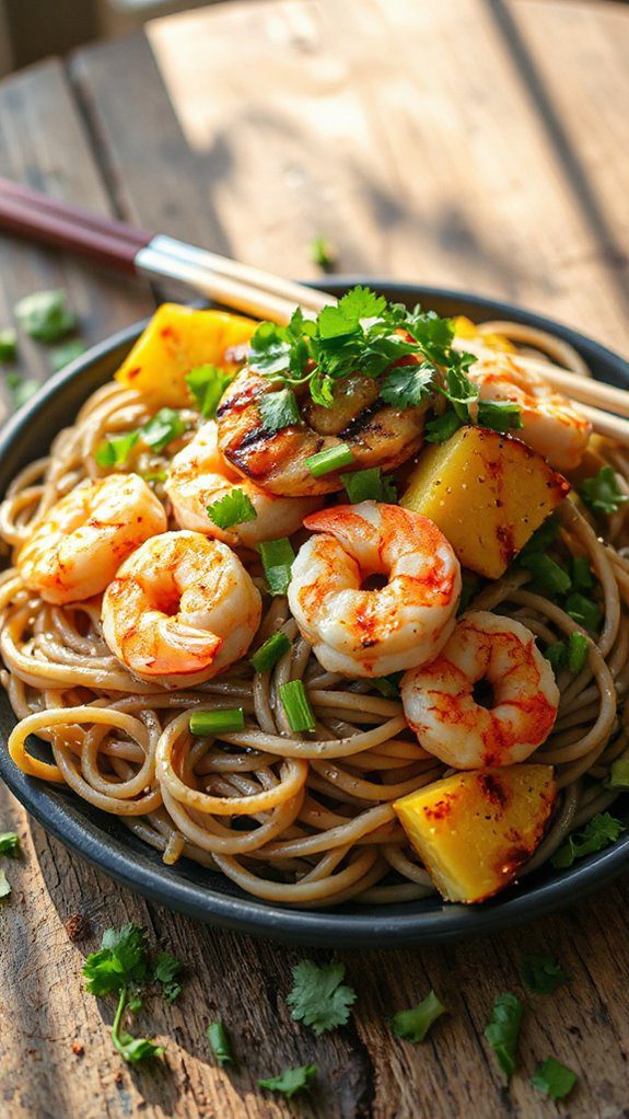 tropical shrimp soba salad