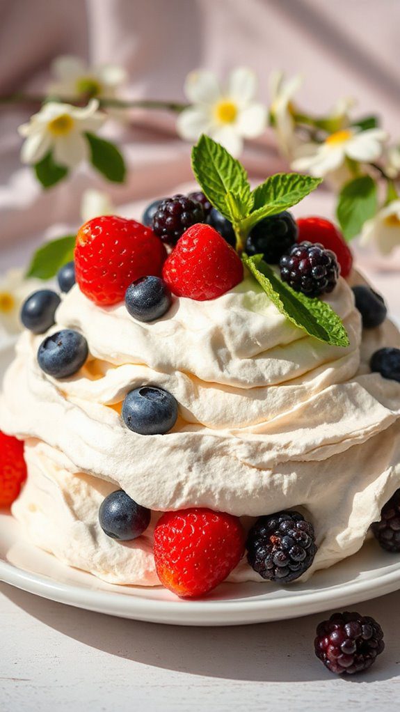 vanilla pavlova with berries