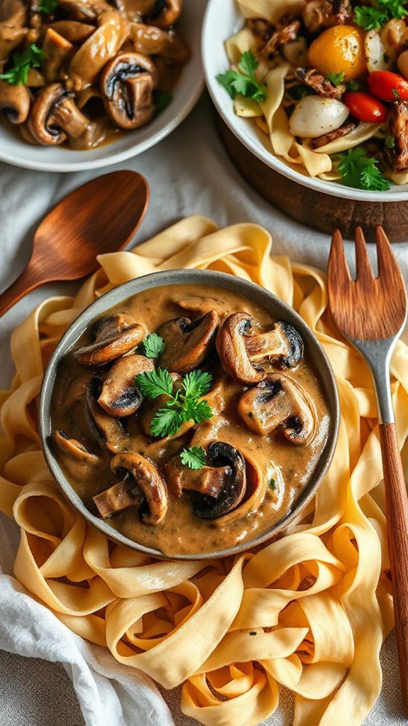 vegan mushroom pasta dish