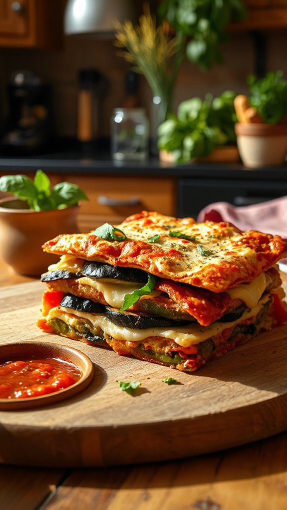 vegetable filled layered pasta