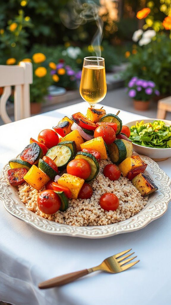 vegetable skewers with quinoa