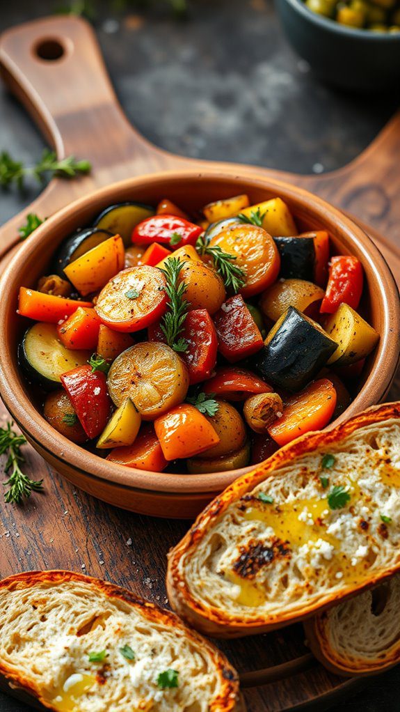 vegetable stew and bread vegetable stew and bread