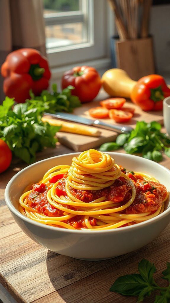 vegetarian spaghetti with sauce