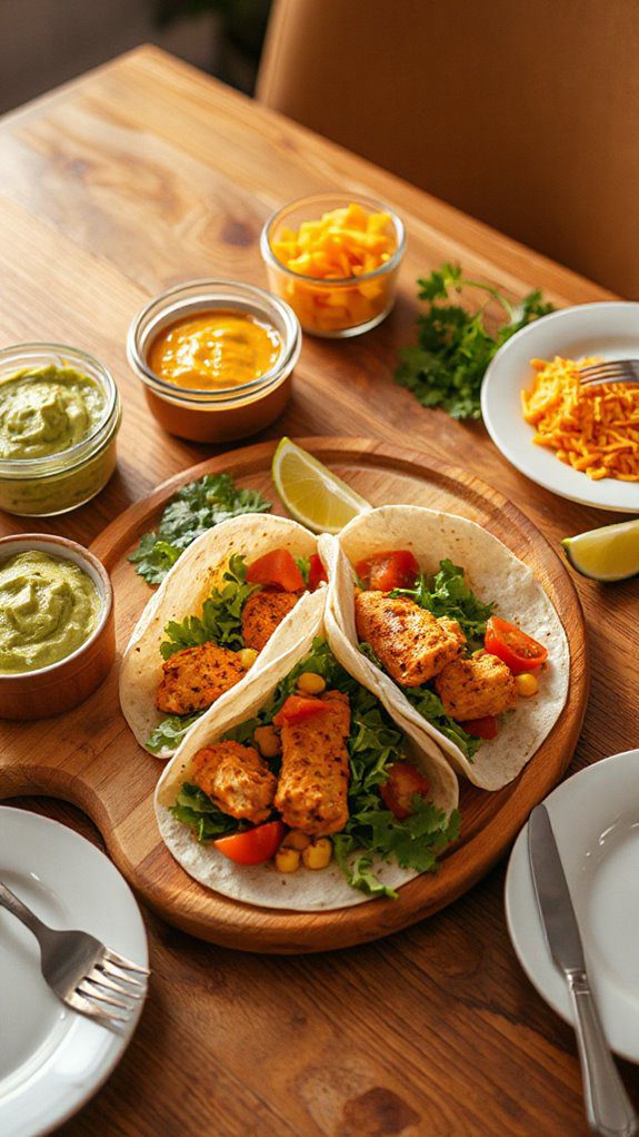 vibrant tacos with crema