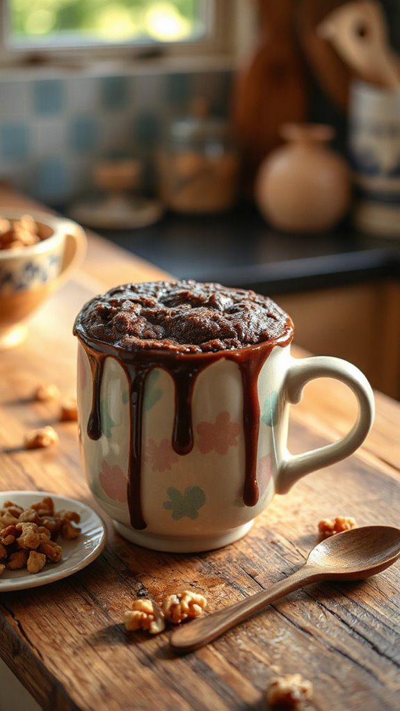 walnut filled mug brownie