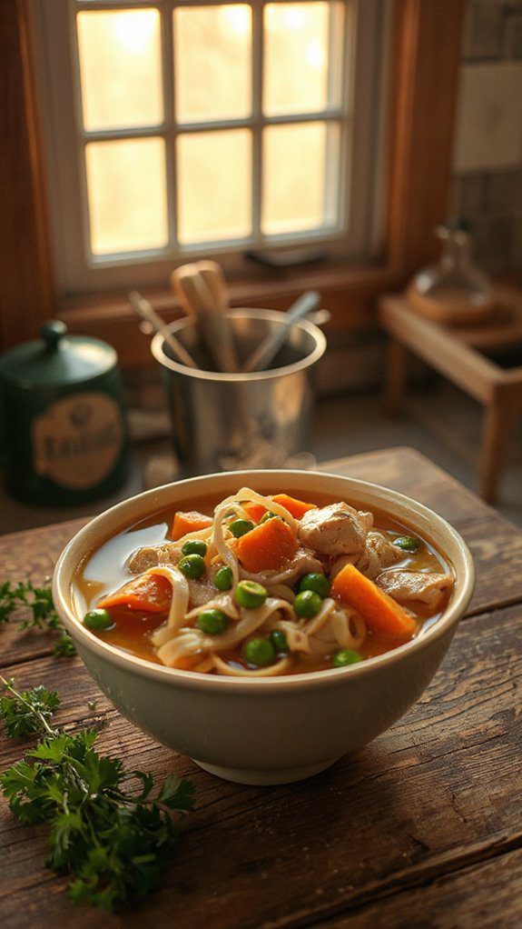 warm comforting chicken broth