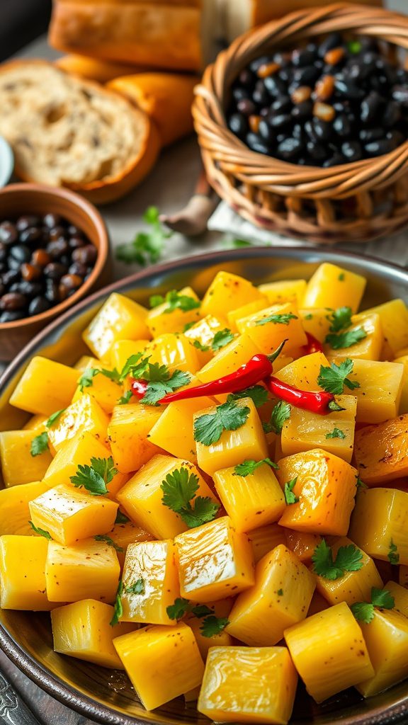 yucca with moho sauce yucca with moho sauce